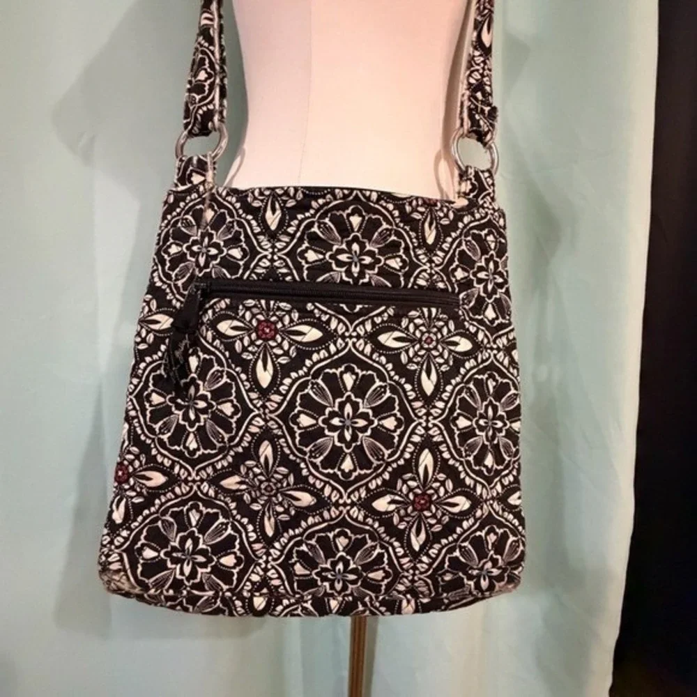 Vera Bradley Night and Day Hipster Crossbody Bag Black White Floral One Size